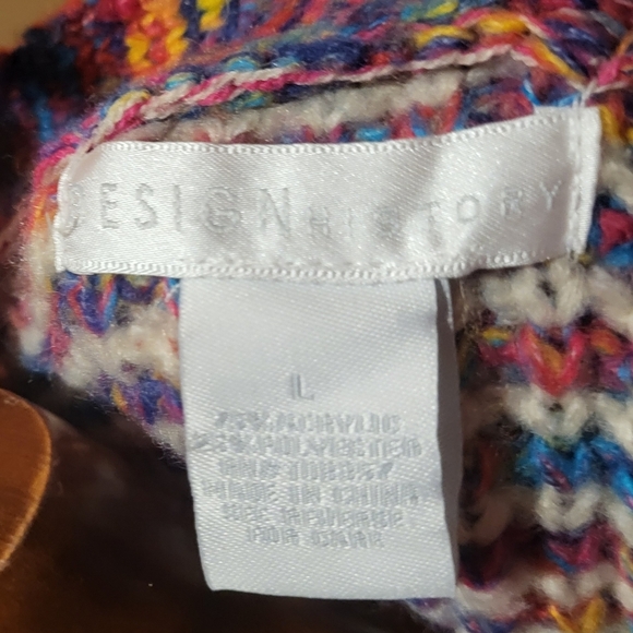 Design History Spacedye Rainbow Cardigan Cropped Sweater Puff Sleeve Size Large - Picture 8 of 11